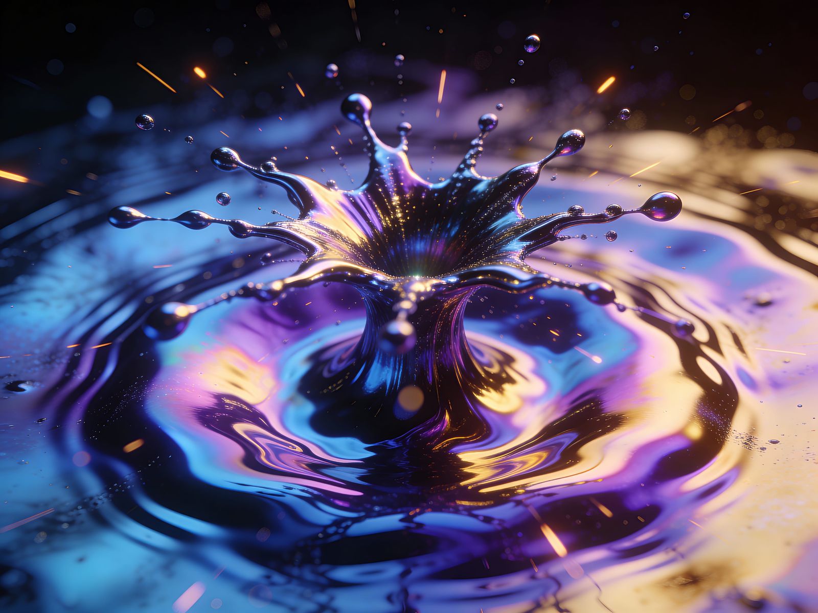 Iridescent Ferrofluid Explosion in Infinite Space