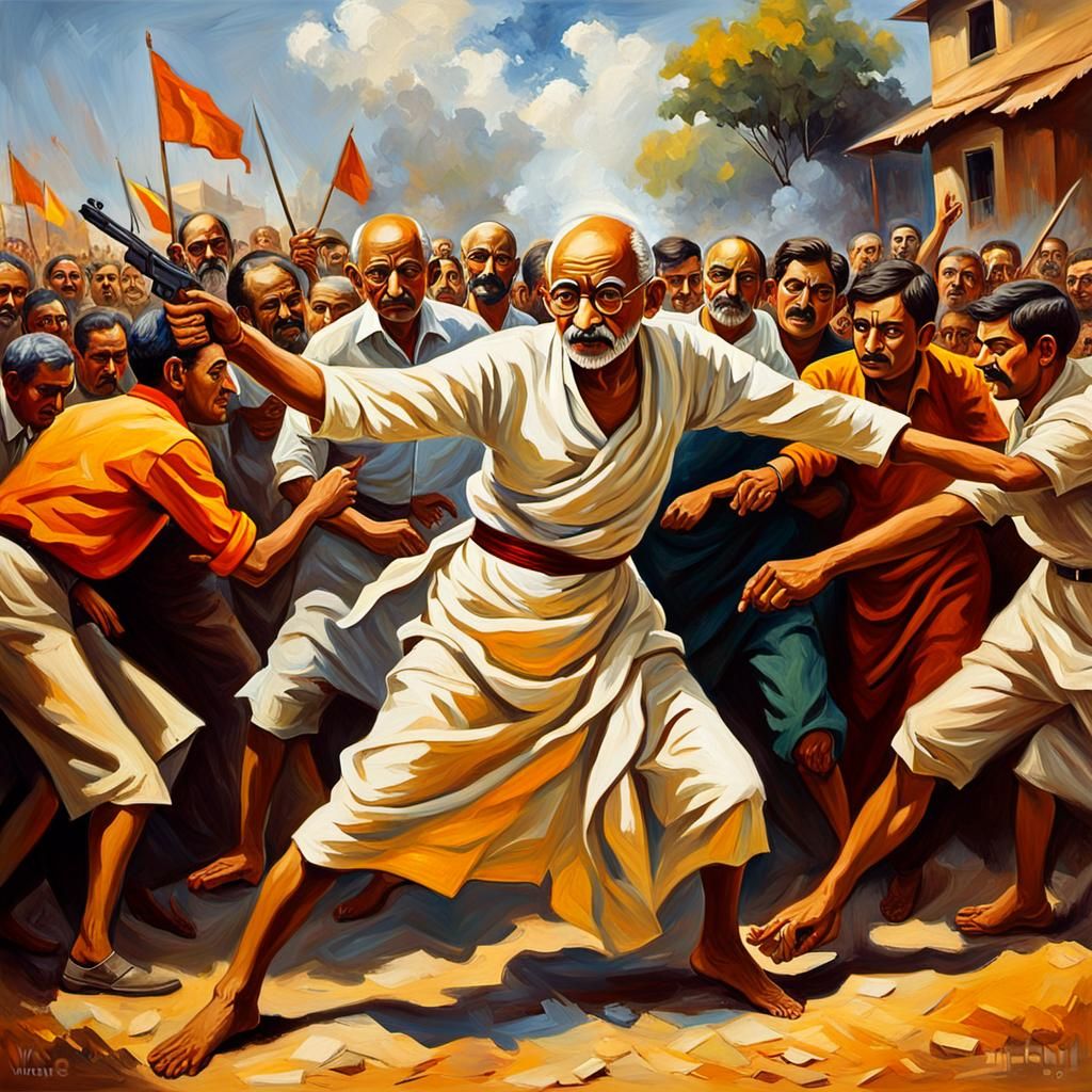 Gandhi Assassination: Dramatic Historical Painting