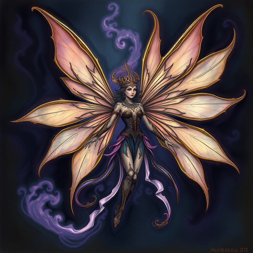 Ethereal Pixie Goddess with Starry Night Sky