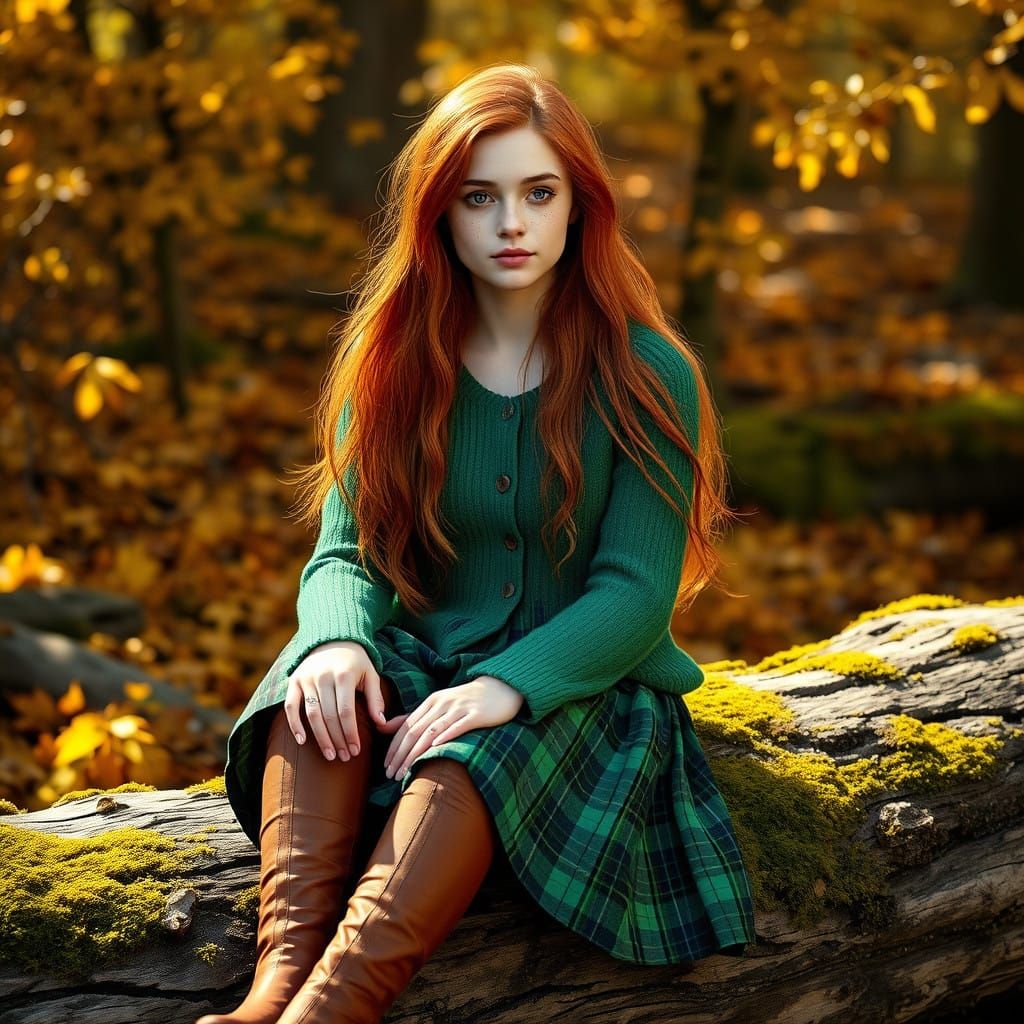 Whimsical Irish Goddess in Autumn Wonderland