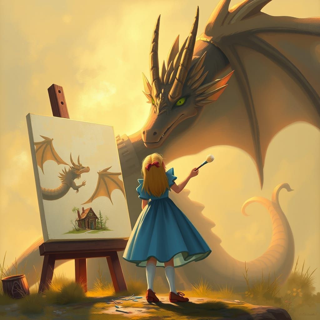 Alice the Artist and Her Dragon Companion