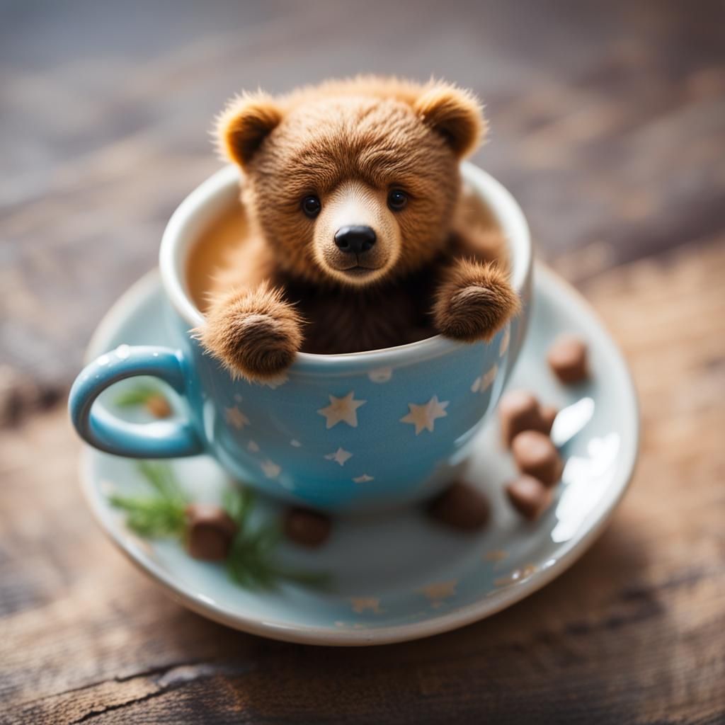 A Tiny Bear Cub in a Teacup