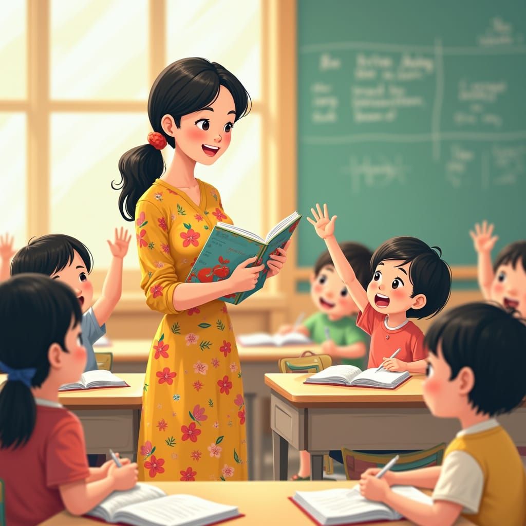 Western Teacher Engages Young East Asian Learners in Colorfu...