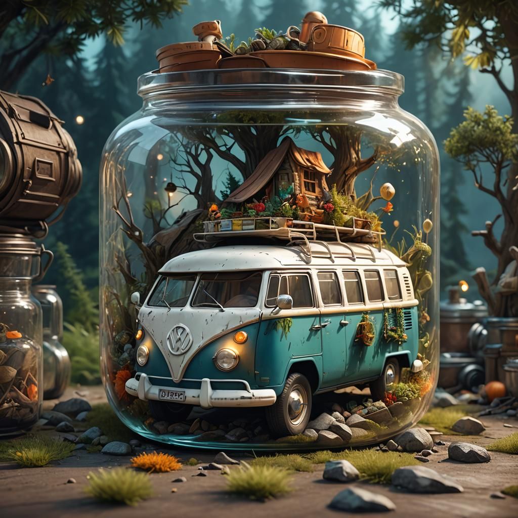 Camper Van in a Jar: Fantasy Concept Art