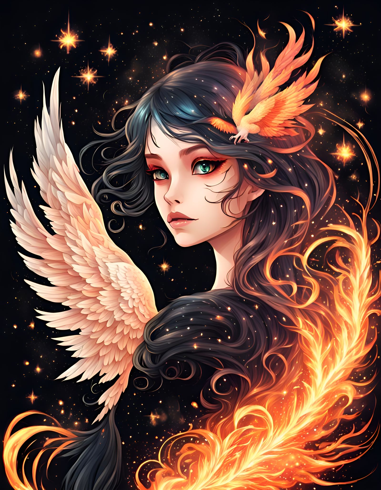 Flaming Phoenix Fairy in a Dark Universe