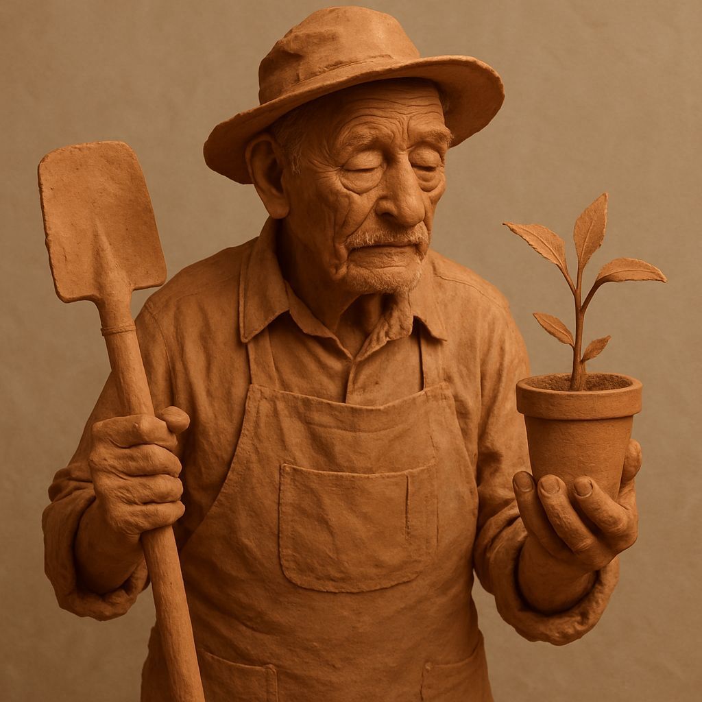 Terracotta Gardener Sculpture
