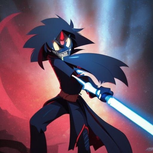 Heroic Boy Jedi in Blue Robes Wields Blue Lightsaber in Epic...