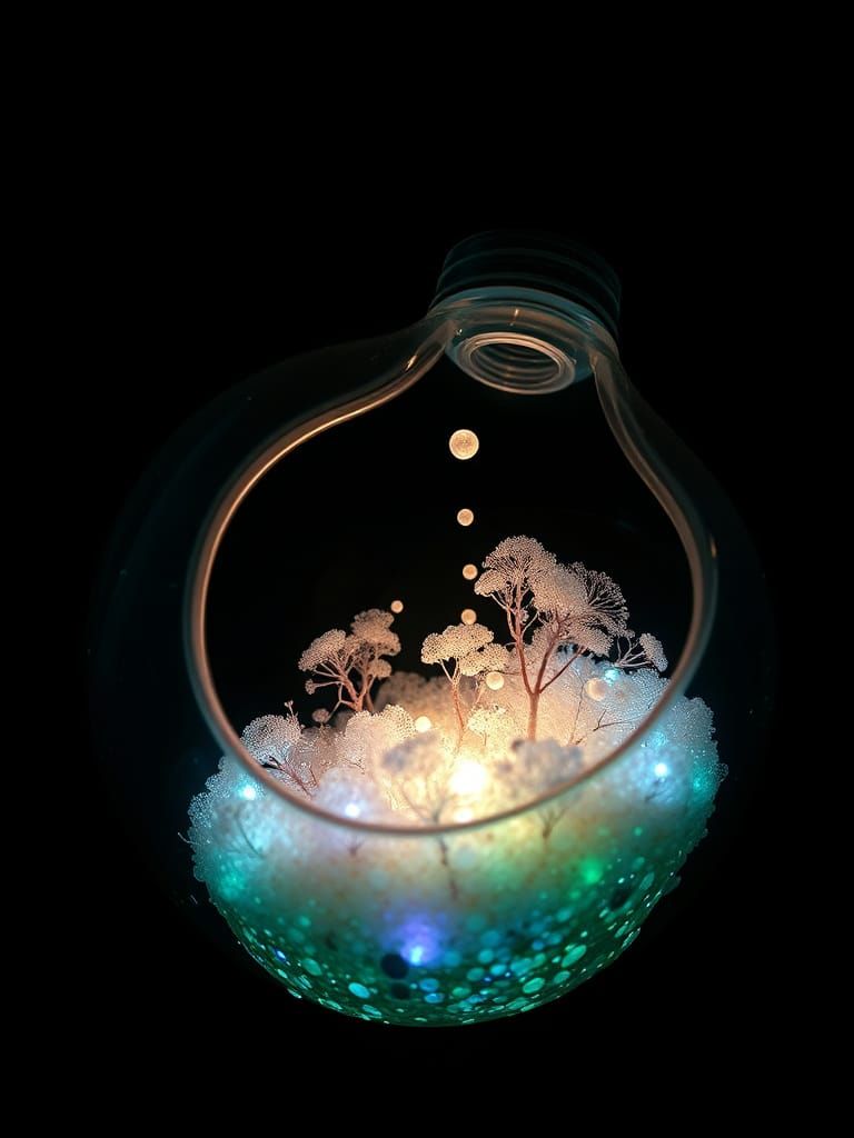 Bioluminescent Microbe World in Klein Bottle