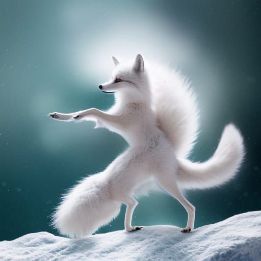 Astral Arctic Fox with Wings Illustration