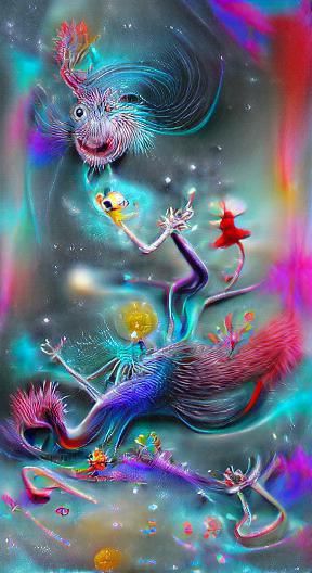 Surreal Dark Art in Cosmic Holographic Style