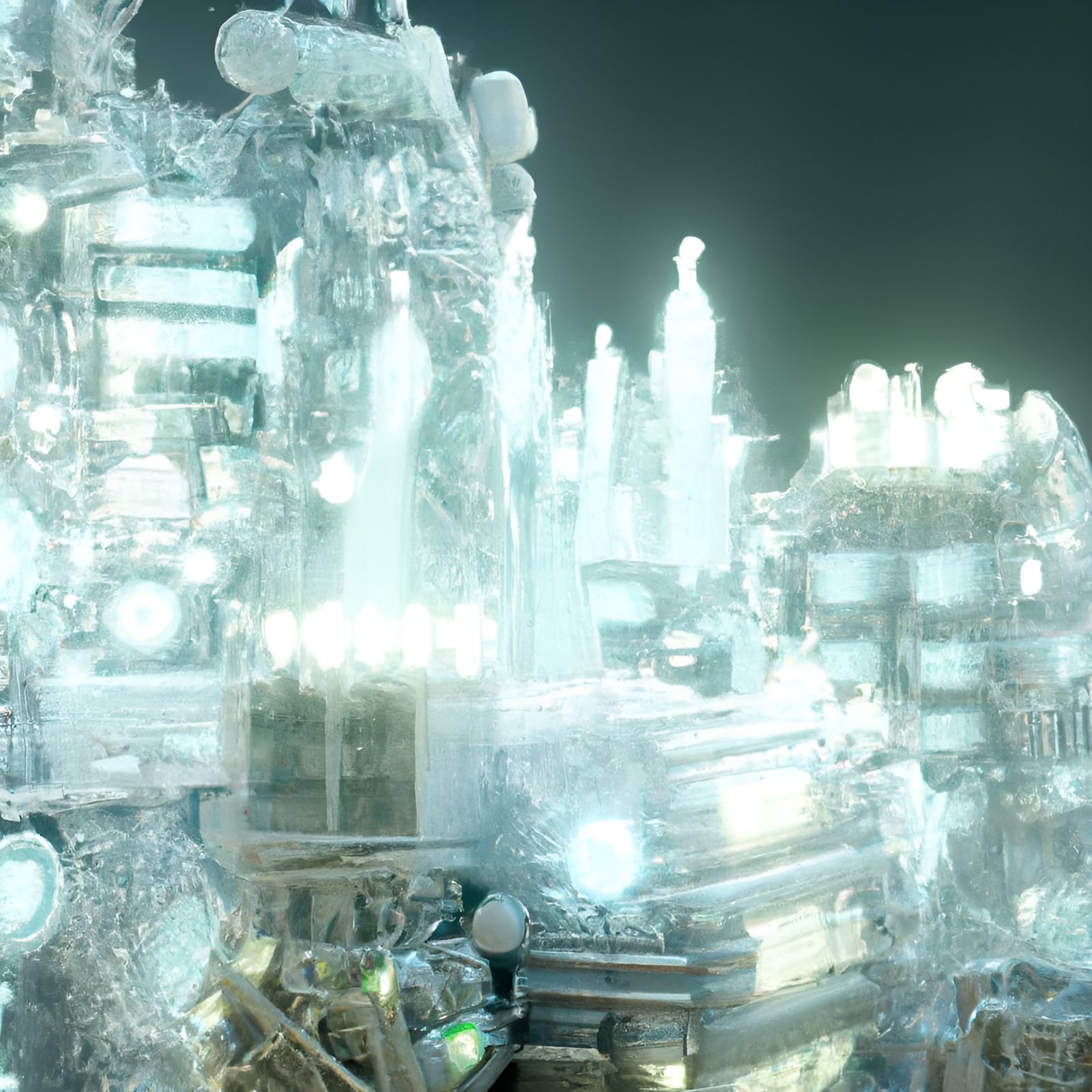 Bioluminescent Crystal Condominium Complex in Electric Futur...