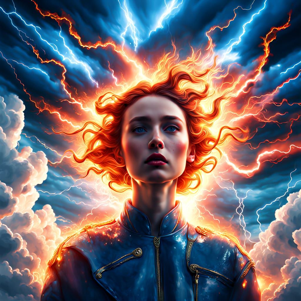 Divine Woman's Face Emerges from Cosmic Sky