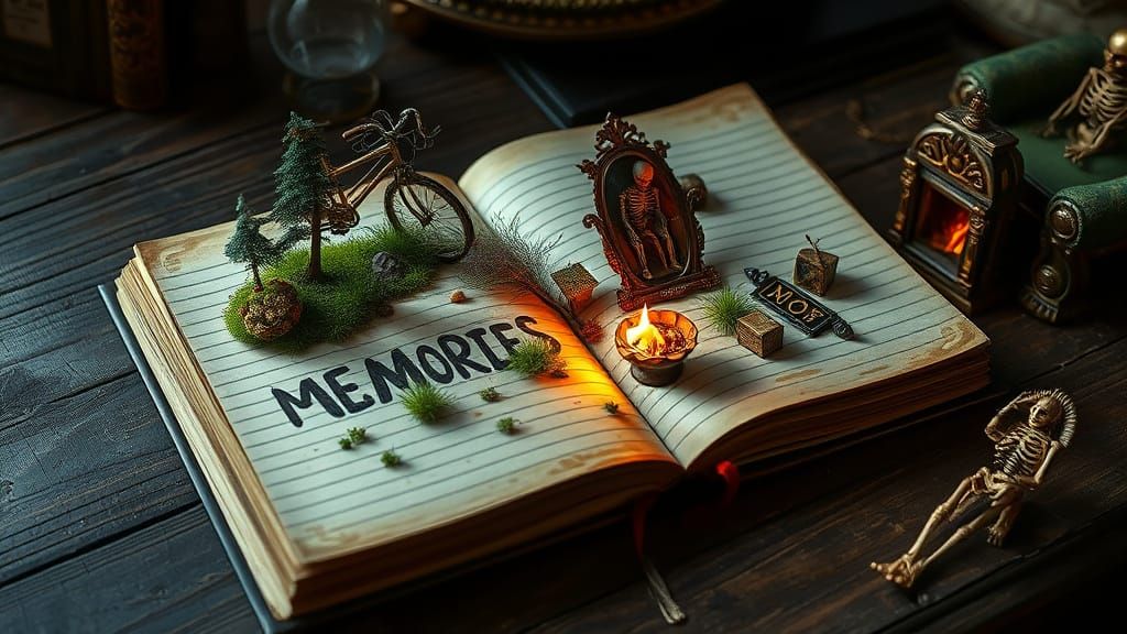 Whimsical World in a Weathered Notebook