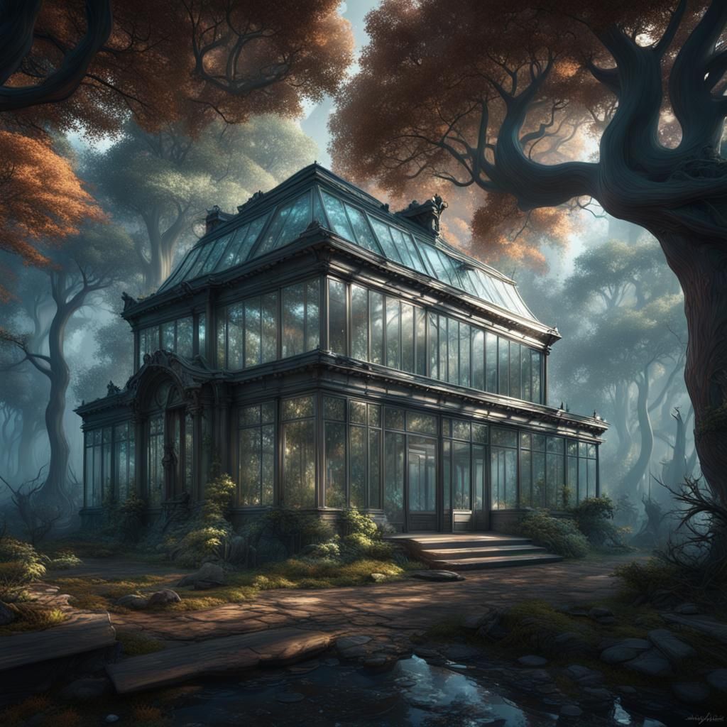 Glass House in Ghost Tree Forest