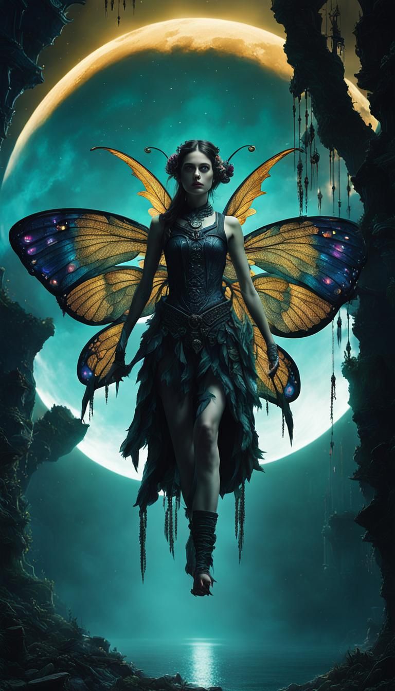 Ethereal Fairy Adrift in Post-Apocalyptic Lunar Expanse