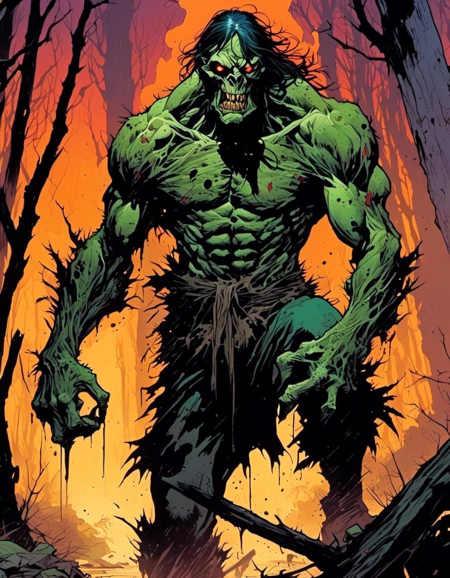 Sinister Swamp Portrait in Comic Book Style