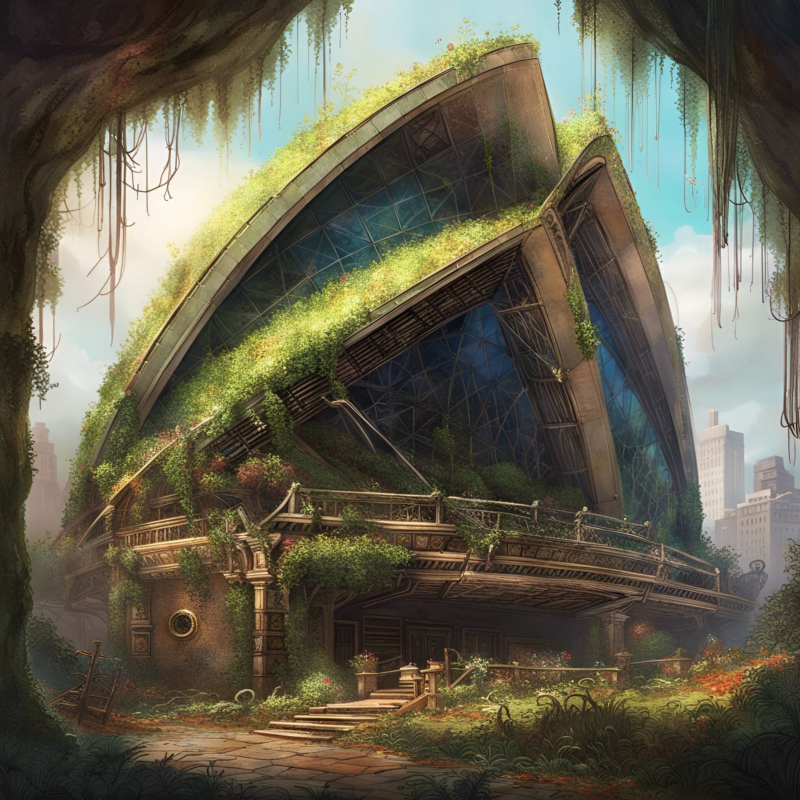 Decaying Sydney Opera House in Post-Apocalyptic Landscape