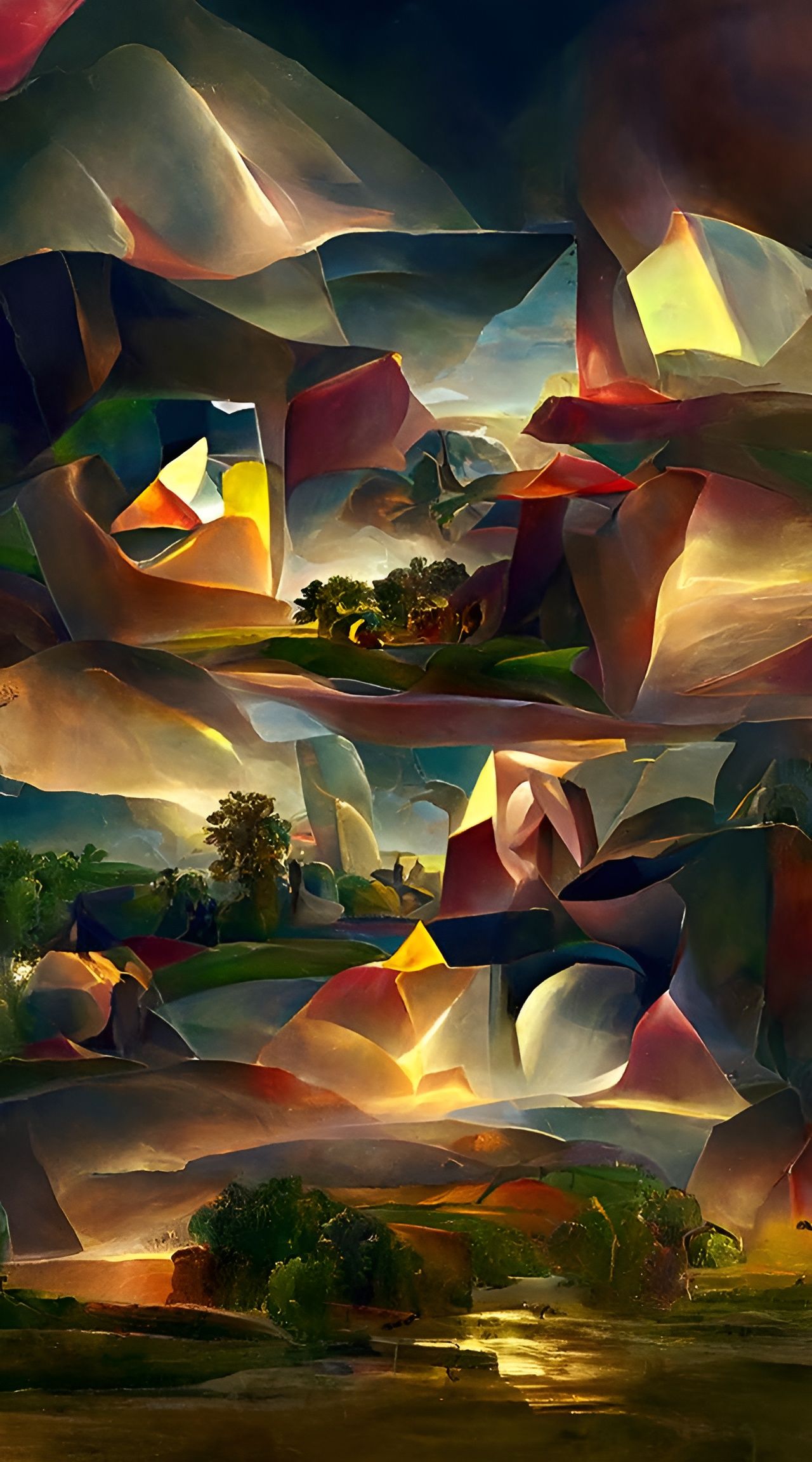 Abstract Landscape in Cubist Tonalist Style