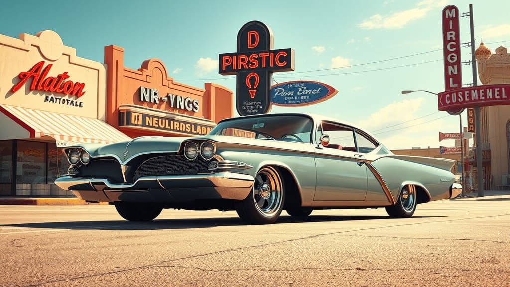 Vintage 1959 Dodge Royal Lancer in Retro Futuristic Style