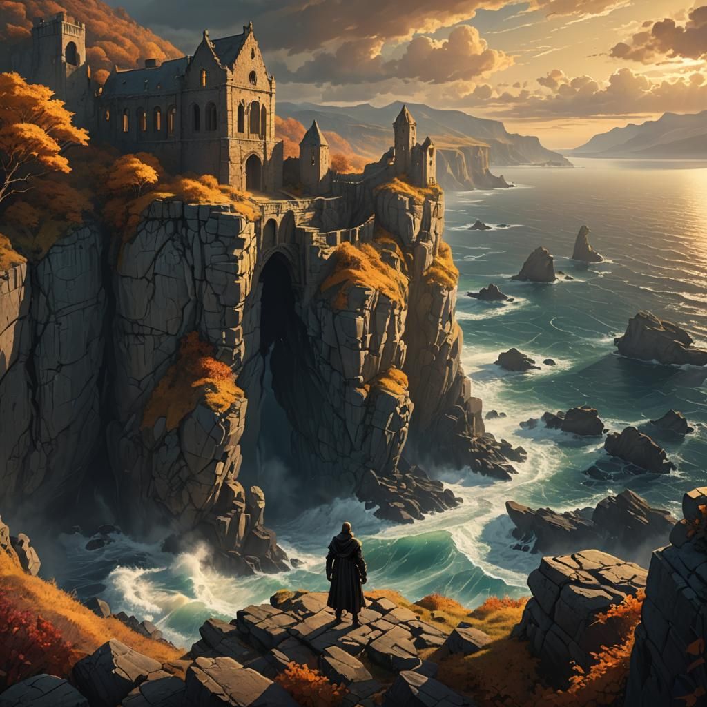 Gothic Fantasy Cliffside View in Unreal Engine