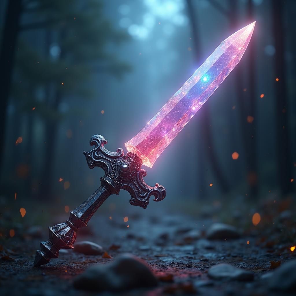 Ethereal Crystal Dagger in a Mystical Atmosphere