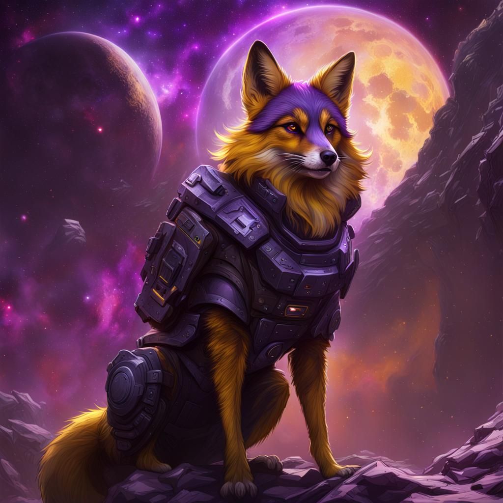 Space Fox on Pluto: Dark Fantasy Concept Art