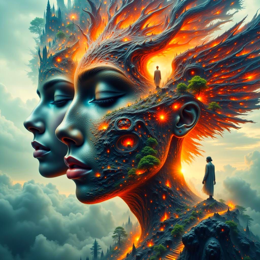 Angel and Demon Duality in Abstract Surrealism