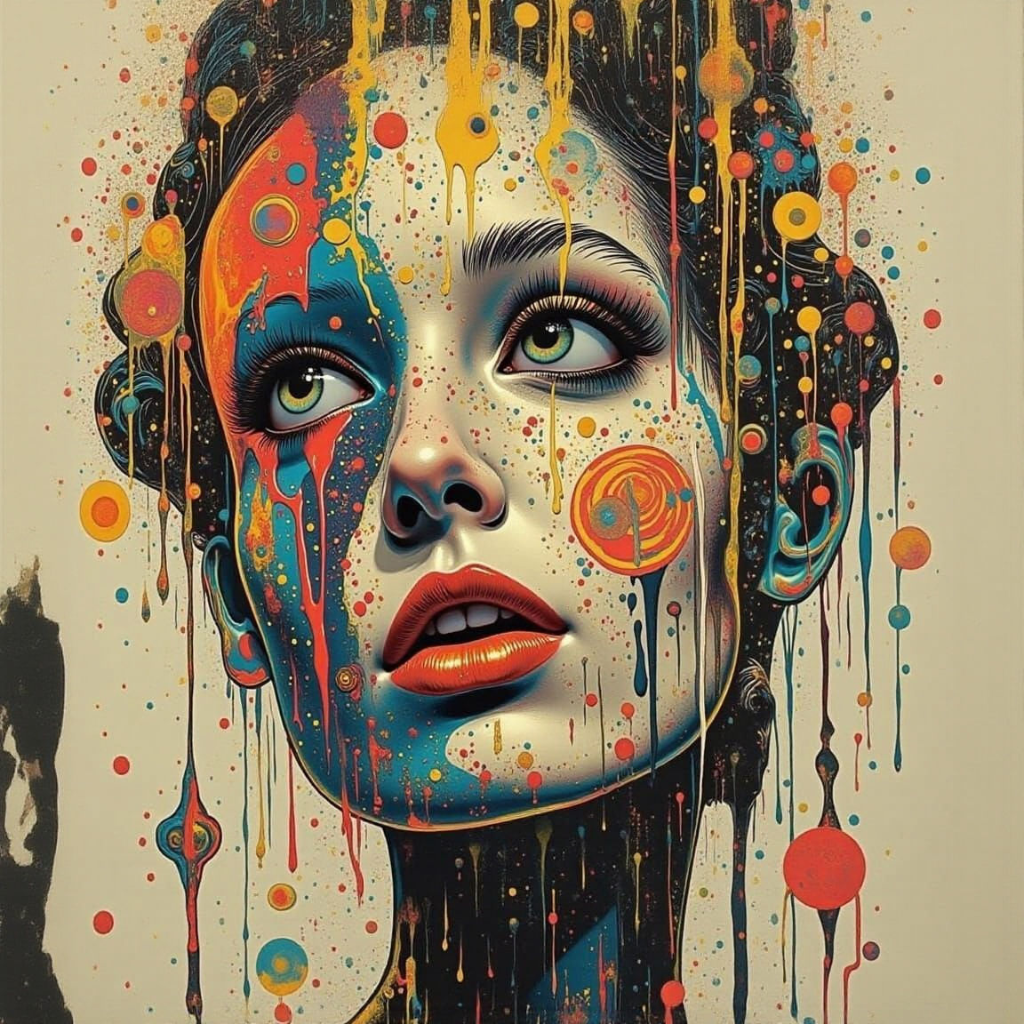 Face as a screen print, pop art, splash screen art