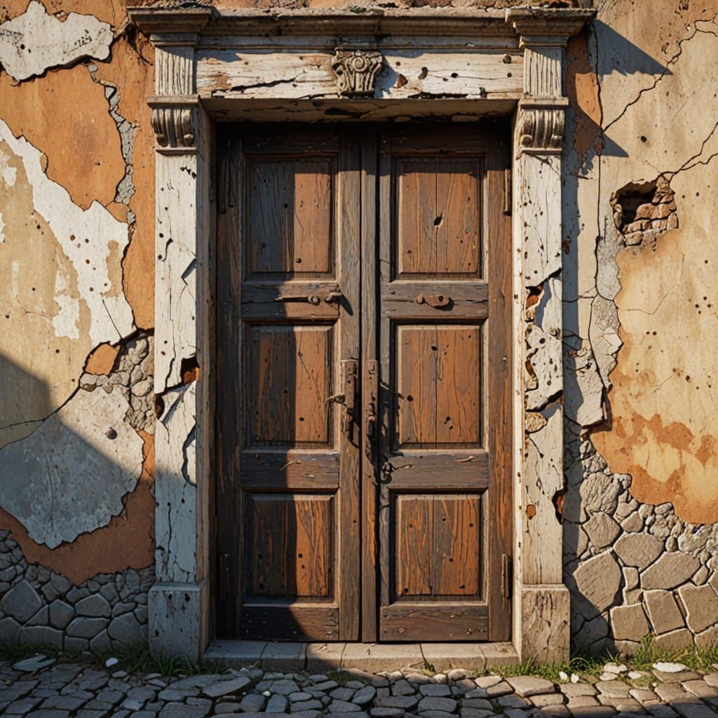 Weathered Wooden Door in Urban Decay Style