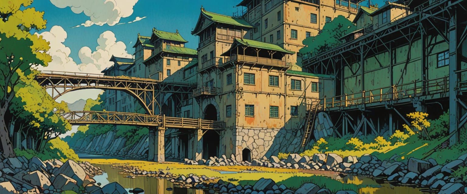 Industrial Wasteland: Factory Zone in Comic Style