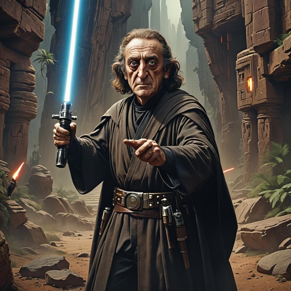 Jedi Knight with Lightsaber: Detailed Matte Painting