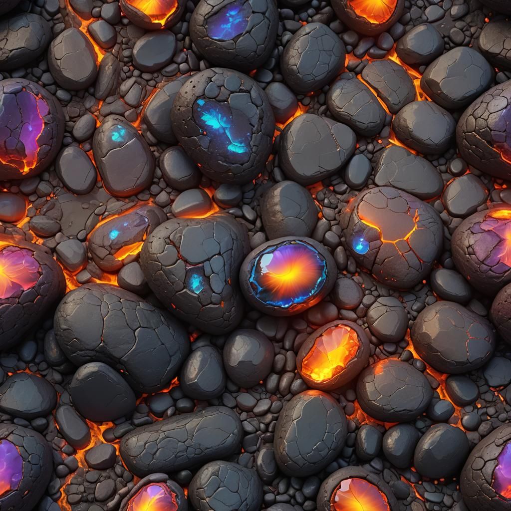 Glowing Pebble on Lava Rock: Fantasy Concept Art