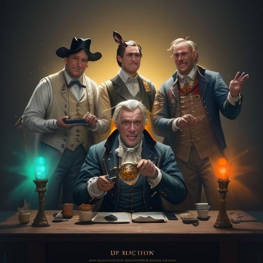 Bunny Founding Fathers with Golden Eggs, Art Nouveau Style