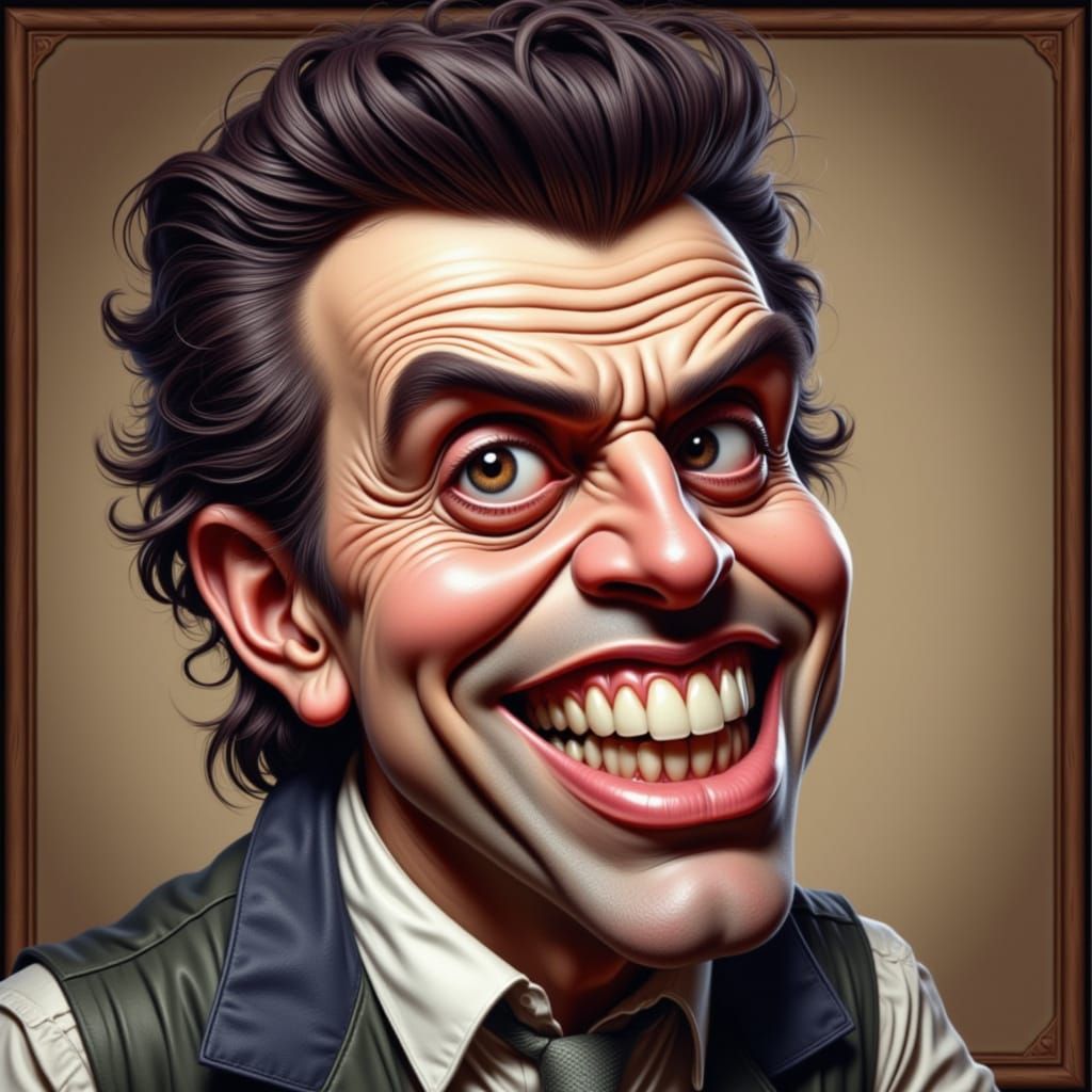 Johnny Cash Caricature in 1950s Style