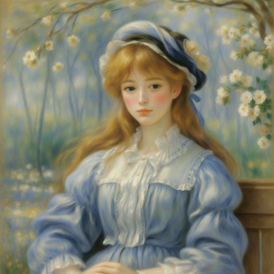 Ethereal Portrait of a Young Woman in Renoir Style