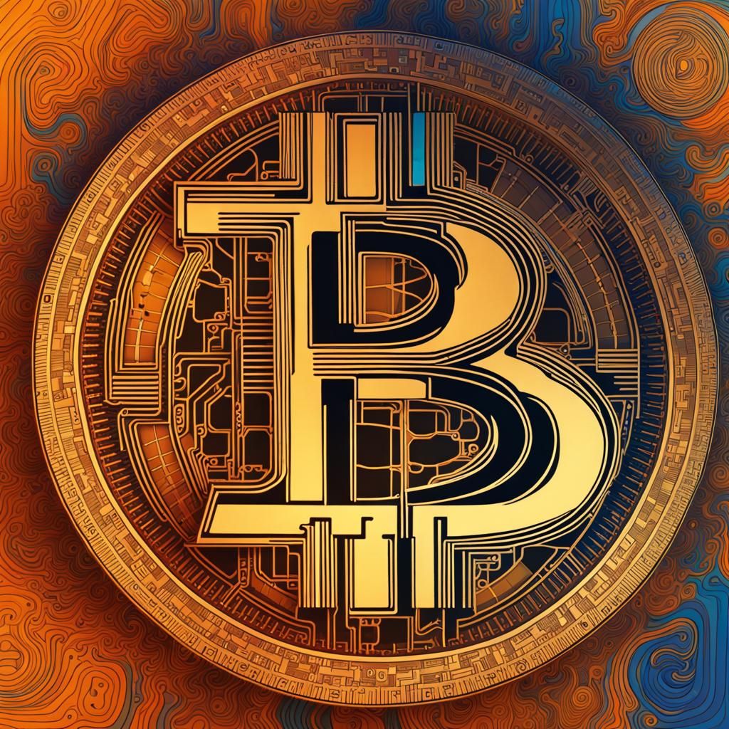 Abstract Bitcoin Art with Complementary Colors