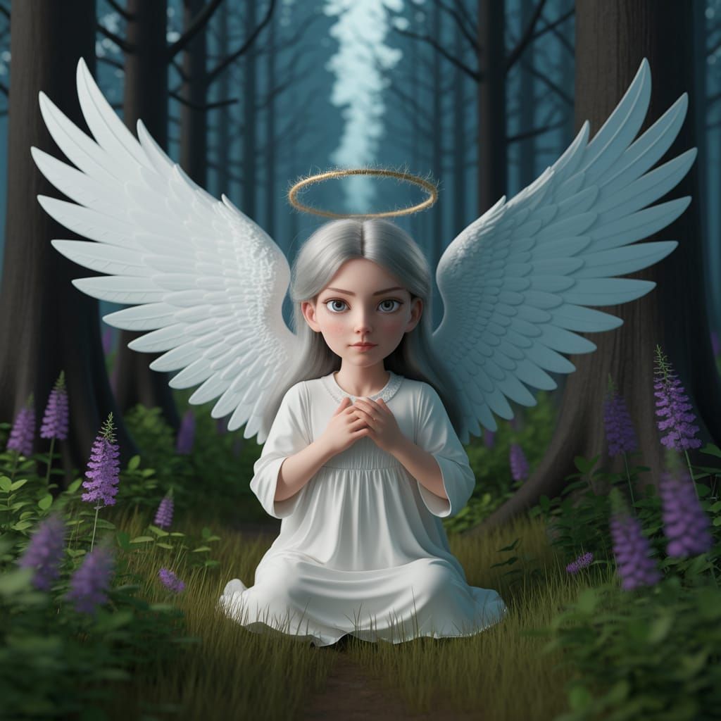 Celestial Child Amidst Twisted Forest