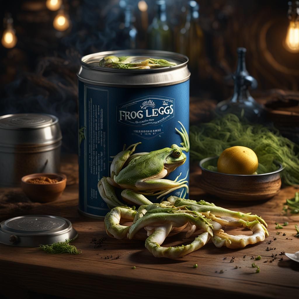 Hyper-Realistic Can of Frog Legs Still Life