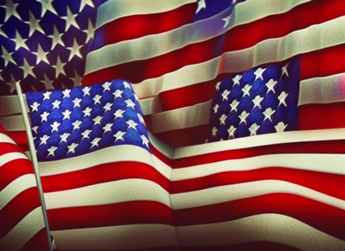 American Flags Field: Digital Painting by Pablo Amaringo