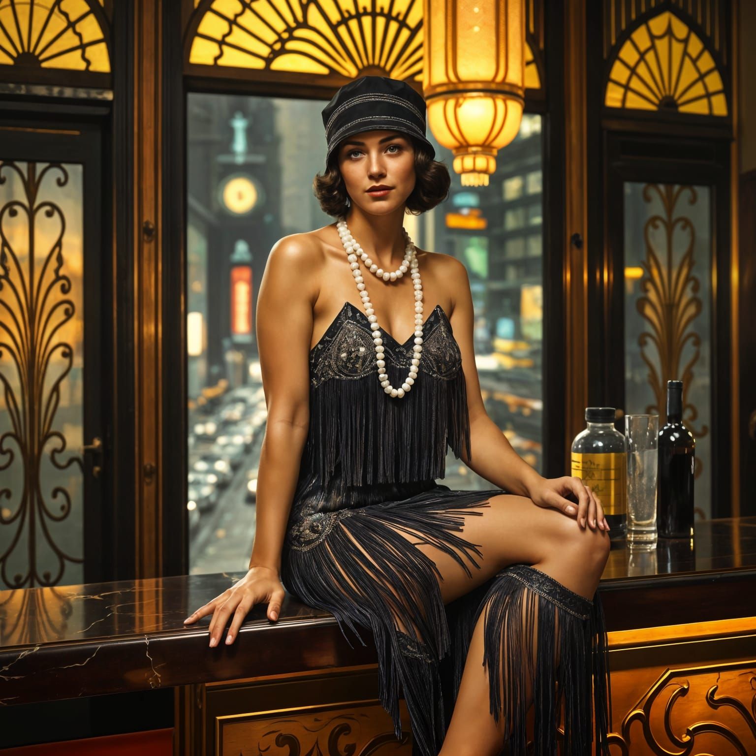 Art Deco Flapper in Vintage Poster Style