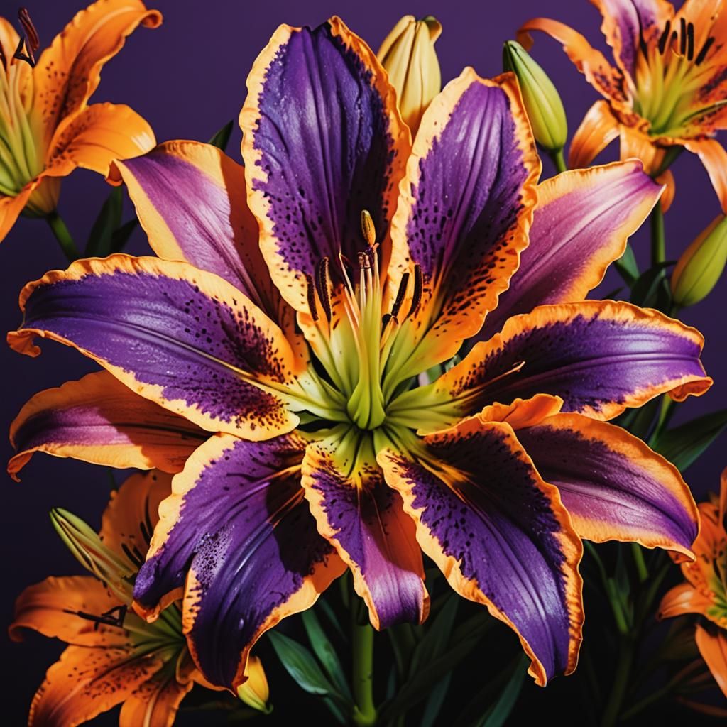 Neon Lily in Pop Art Style