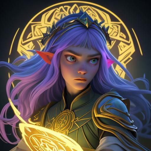 Elle Fanning as Fantasy Elf with Mystical Glow