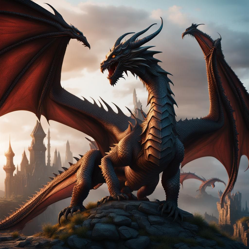 Detailed Dragon Fantasy Concept Art in 8K