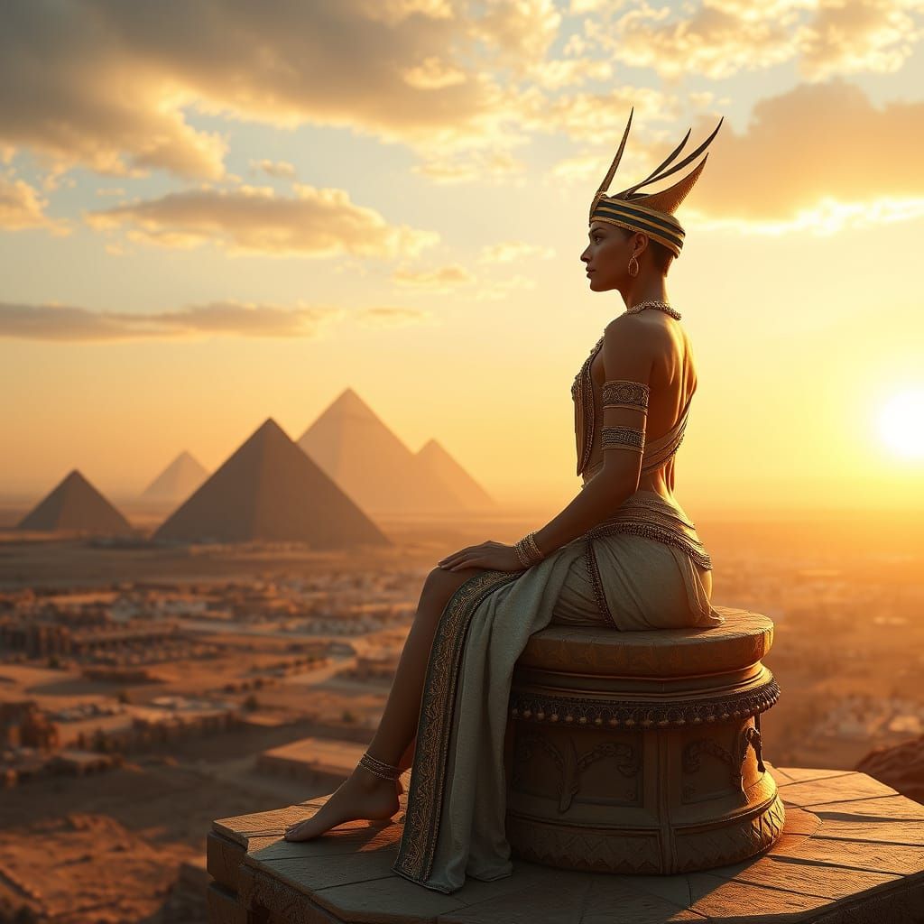 Ancient Egyptian Queen in Hyperrealistic Style