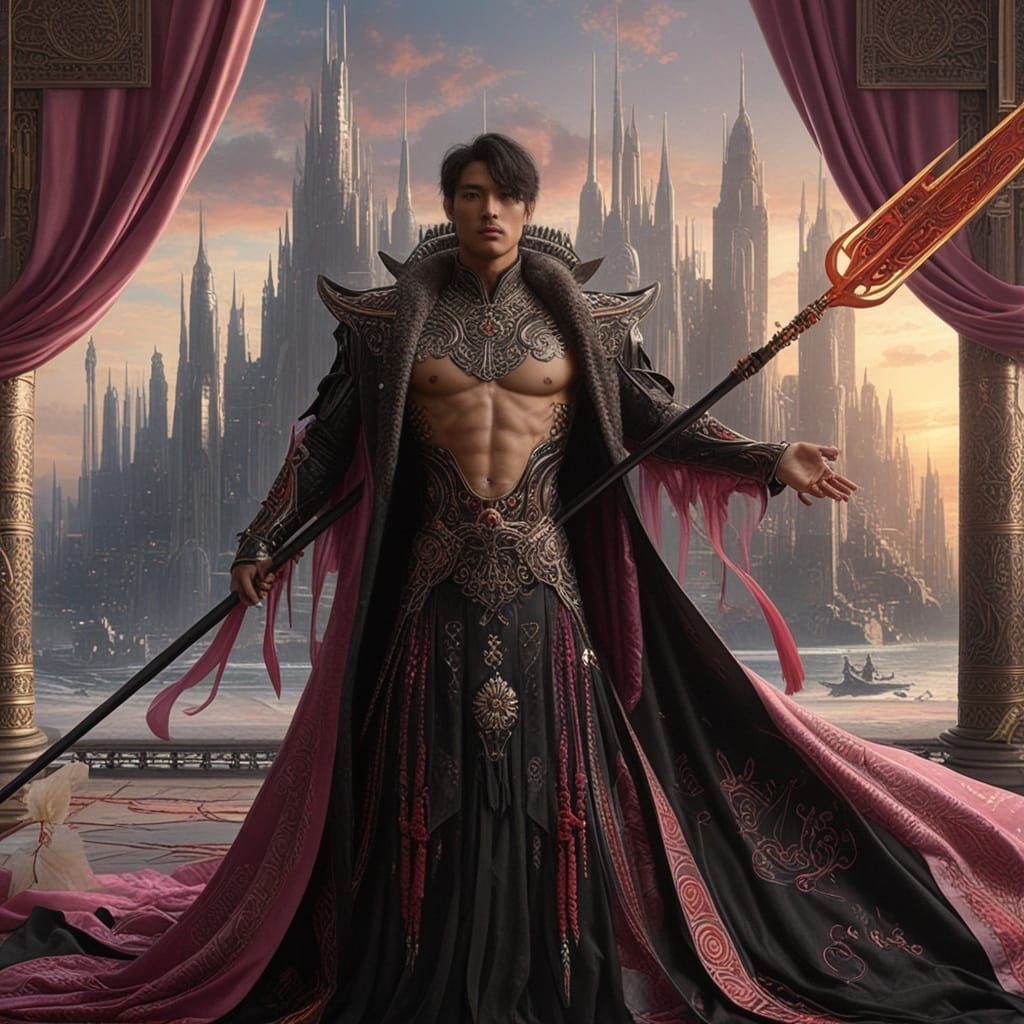 Cyberpunk Prince in Pre-Raphaelite Splendor