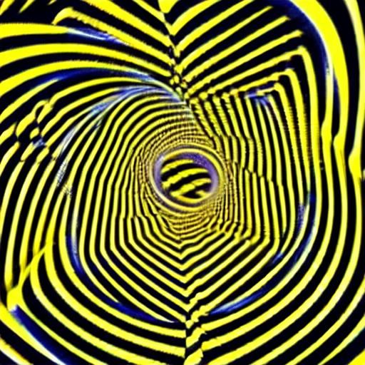Mesmerizing Black and Yellow Spirals in Op Art Style