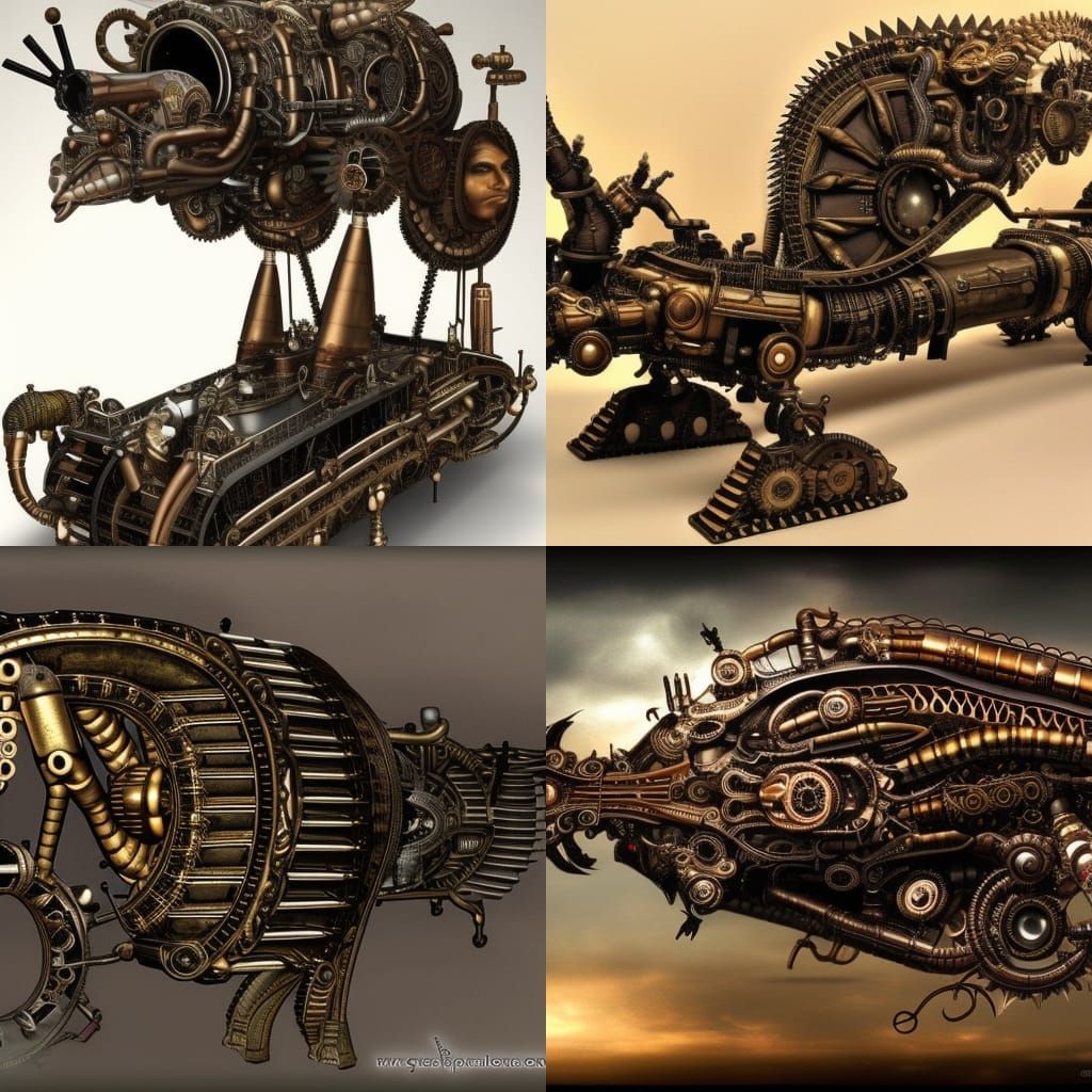 Quetzalcoatl Spaceship with Steampunk Engine