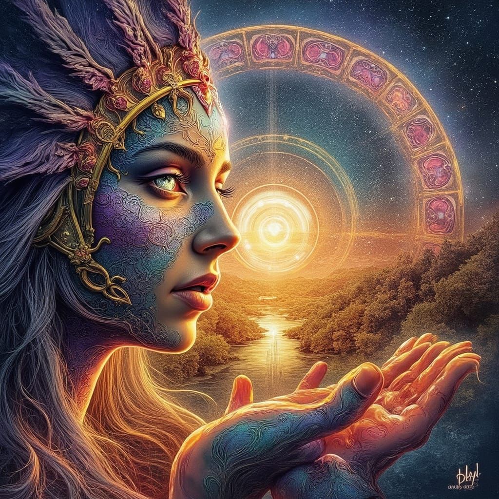 Mystical Scene in Vivid Digital Art Style