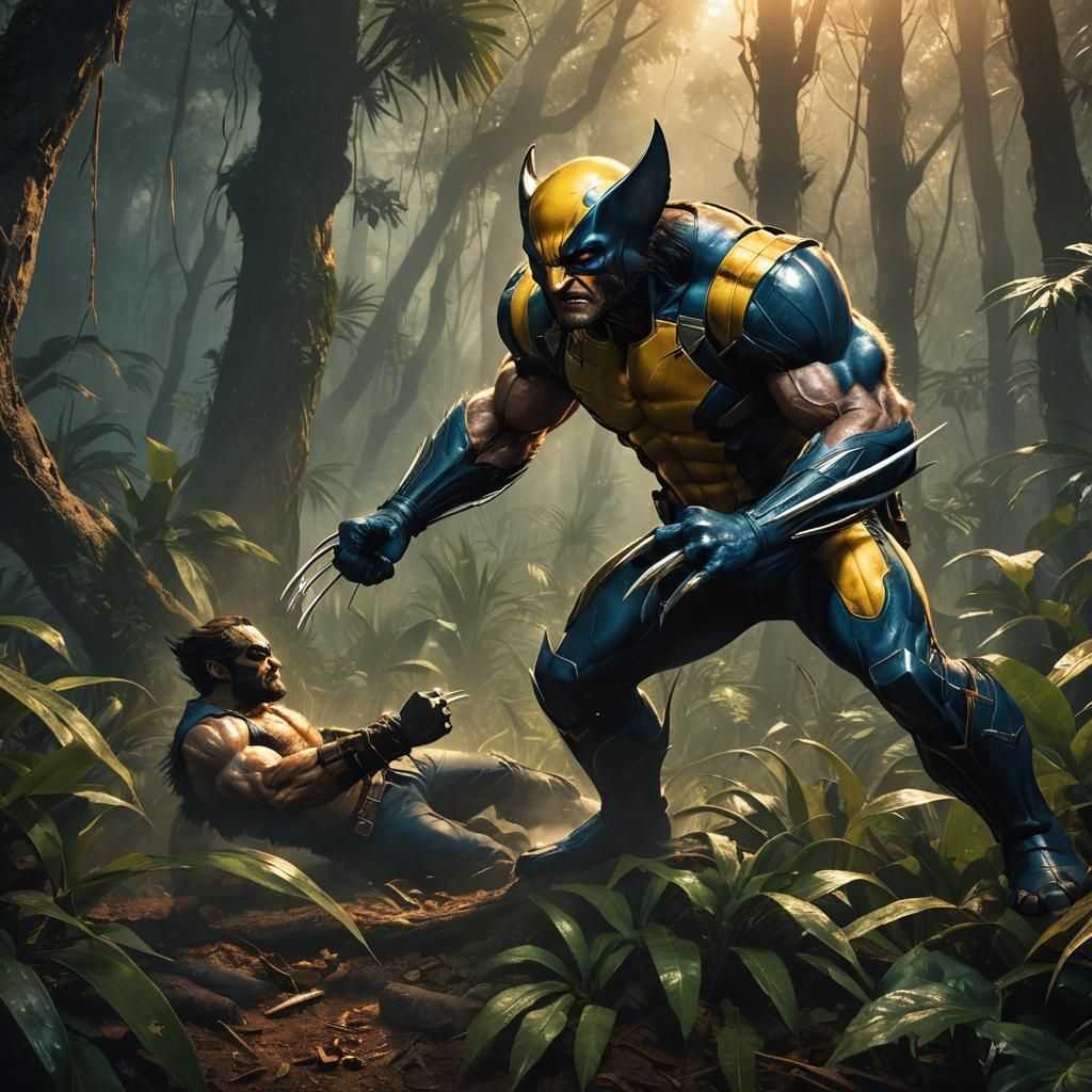 Wolverine in Jungle, Dark Fantasy Concept Art