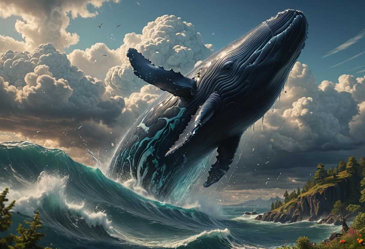 Whale Shaped Cloud in Detailed Fantasy Art